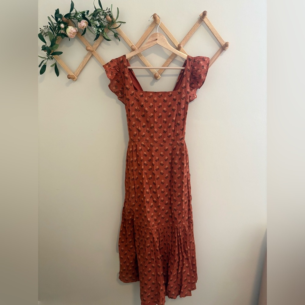 Madewell-Floral Rust Dress